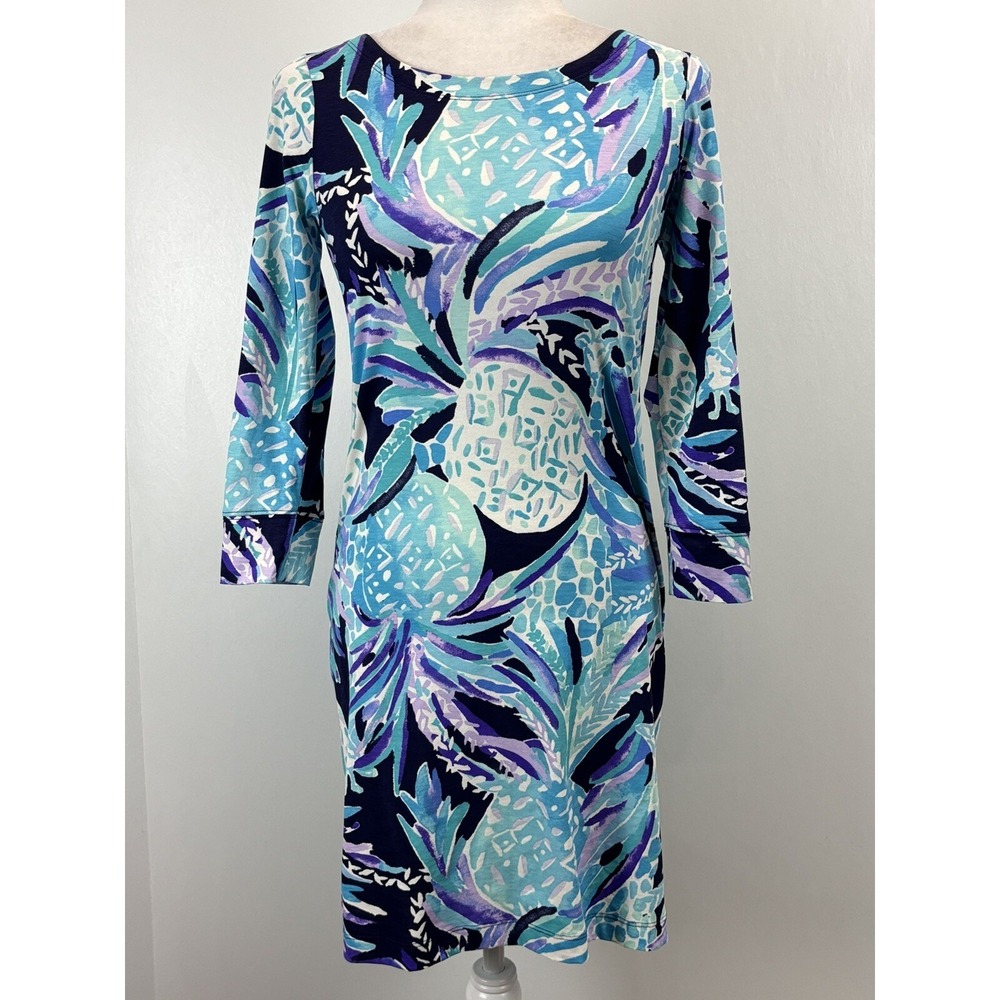 Lilly Pulitzer Hollee Cutout Dress Pima Cotton XSmall Womens Short Blue